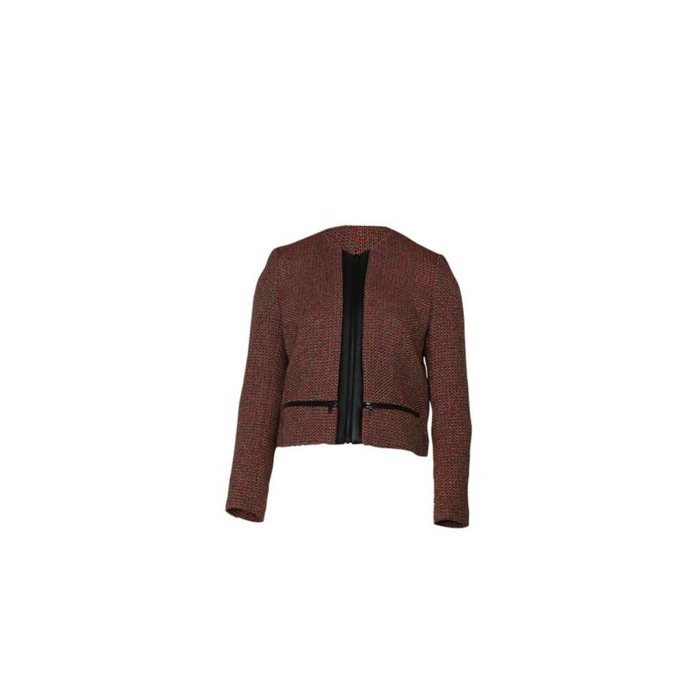 Sandro Paris Tweed Blazer and Skirt Set in Red Cotton